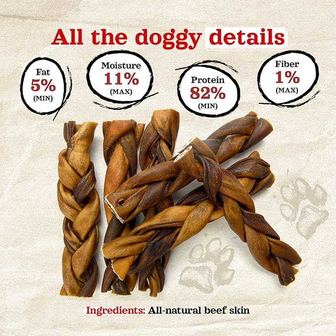 Natural Farm Braided Collagen Chews for Dogs (6 Inch, 10 Pack), Collagen Sticks, Natural Dog Chews, Long Lasting, for Small, Medium and Large Dogs, Odor-Free, Rawhide Alternative