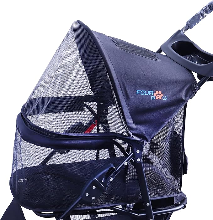 Full-Window pet Stroller 3 Wheels for Cats & Dogs, with Storage Basket,Cup Holder, Travel Puppy/Cats Stroller.
