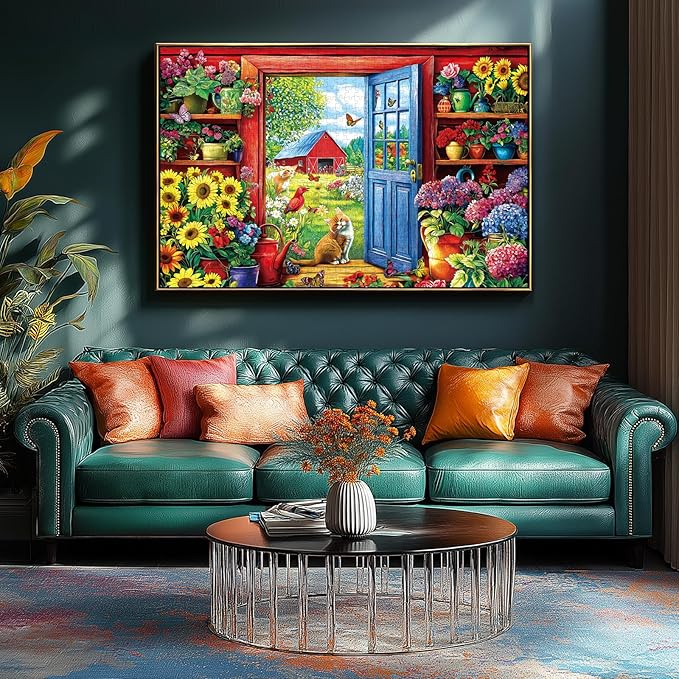 500 Pieces Puzzle for Adults, Flowers House Puzzle, Recycled Cardboard Jigsaw Puzzles 500 Pieces, Challenging Game Home Decor Birthday Party Gift Toy 23 x 15 inch