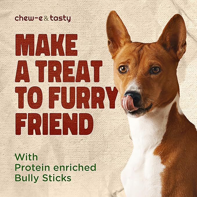 chew-e&tasty 12" Thick Bully Sticks for Dogs (Pack of 10) - Thick Chews for Dogs, Fully Digestible Beef Treats, Supports Dental Health, Long Lasting Beef Chews
