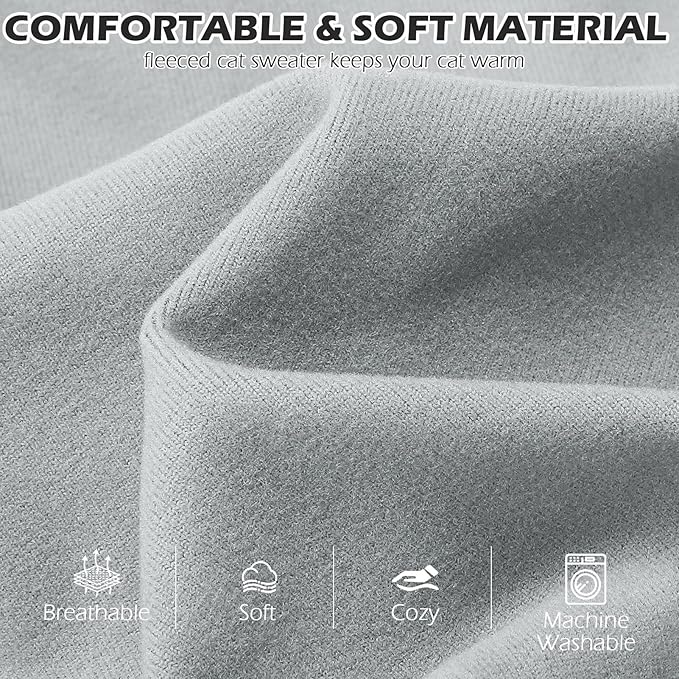 EXPAWLORER Soft Cat Sweater - Sweaters for Cats Only Warm Kitten Clothes, Fall and Winter Pet Coat Pullover Design, Fleece Sweatshirt Clothing Also for Puppy Small Dogs, Grey Medium