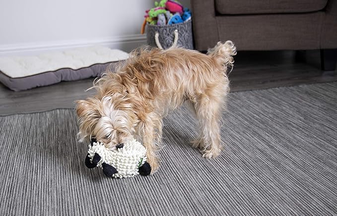 goDog Fuzzy Wuzzy Lamb Squeaky Plush Dog Toy, Chew Guard Technology - Assorted, Small