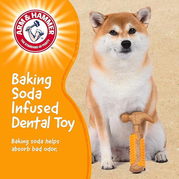 Arm & Hammer for Pets Chew Tools Collection: Wood Blend Hammer Chew Toy for Dogs | Compressed Wood Dog Chew Toys with Baking Soda, Safer & Durable Alternative to Chewing Sticks
