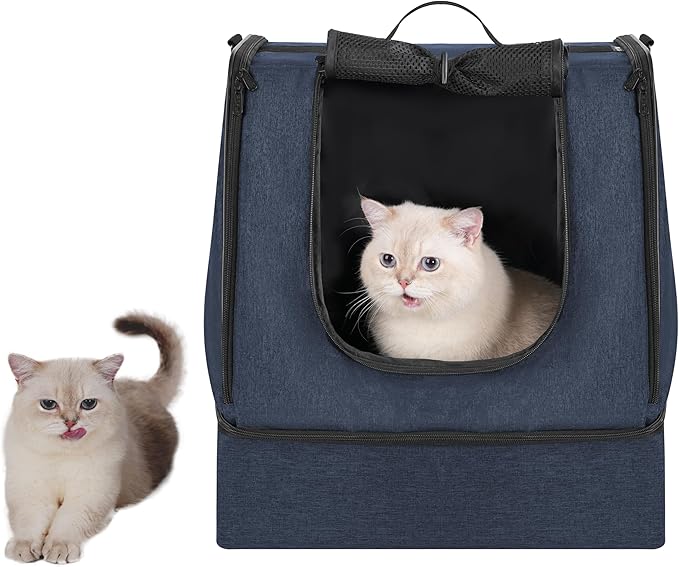 apollo walker Portable Cat Travel Litter Box with Zipped Waterproof Bag,No Collapse with Hard Base Insert at Bottom, No Leakage, No Smell, Easy to Carry, Easy to Use in Hotels