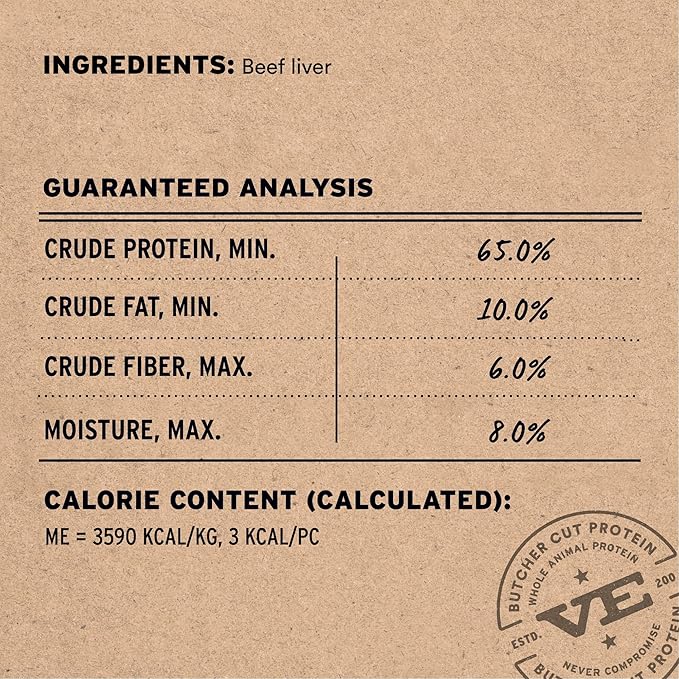Vital Essentials Single Ingredient Beef Liver Dog Treats, 2.1 oz | Freeze-Dried Raw | Premium Quality High Protein Training Treats | Grain Free, Gluten Free, Filler Free