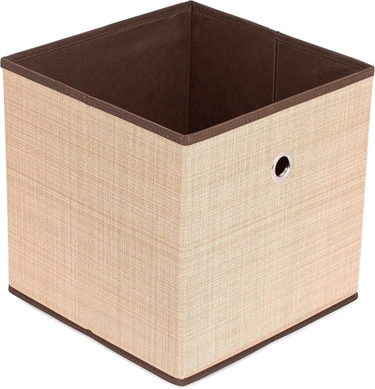 Internet's Best Canvas Storage Bin - Durable Storage Cube Box Basket Container - Clothes Nursery Toys Organizer - Brown (Beige)