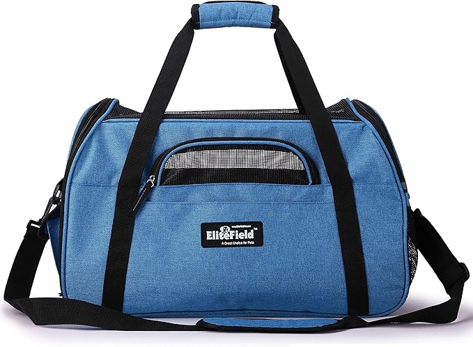 EliteField Soft Pet Carrier (3 Year Warranty, Airline Approved) Soft Sided Dog Puppy Cat Carrier Travel Bag (X-Large: 21" L x 12" W x 13" H, Sapphire Blue)