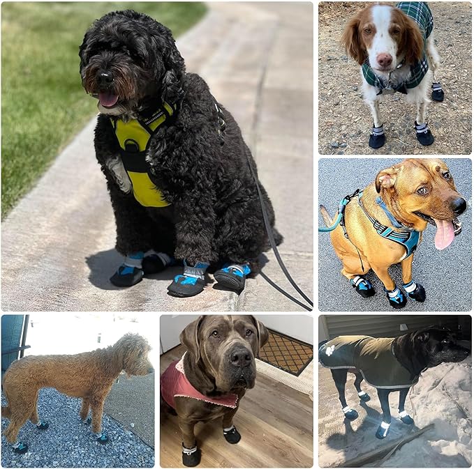 Dimicoo Water-Resistant Dog Boots for Medium Large Dogs,Non-Slip Dog Shoes for Winter Snow,Lightweight Paw Protector for Cold Pavement,Soft Dog Booties for Outdoor Walking Indoor Hardfloors