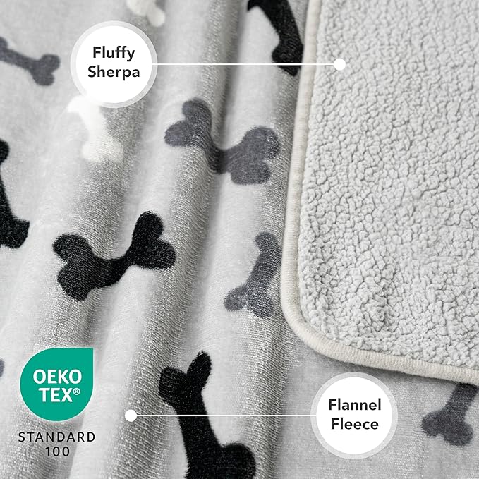 PetAmi Waterproof Pet Blanket for Extra Large Dogs, Pee Proof and Reversible, Soft Dog Crate Cover Washable, Queen 90x90 Bone Gray