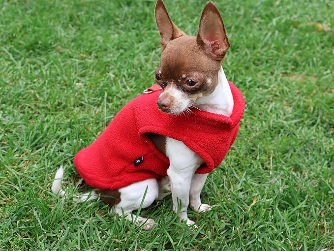 JACKO & CO - Fleece Vest Dog Sweater with Leash Ring - Soft, Warm & Lightweight Pullover Coat for Small & Medium Dogs, Puppies & Cats - Cozy Fall/Winter/Spring Pet Jacket (Red, X-Small 2-4lbs)