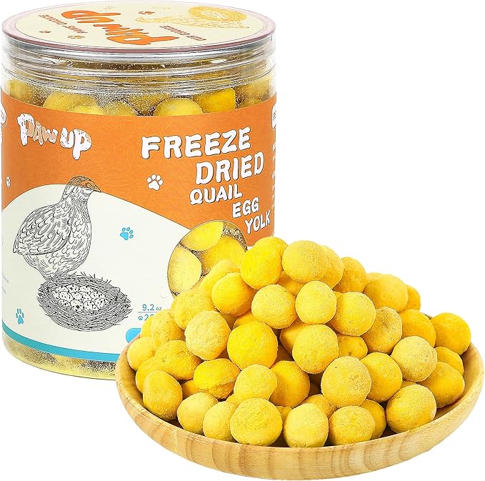 PAWUP Freeze Dried Cat & Dog Treats, Natural Quail Egg Yolk, Single Ingredient, High-Protein Pet Snacks for Skin & Coat Health, No Artificial Additives, 9.2 oz