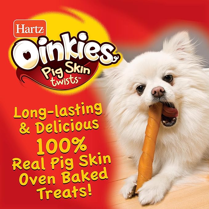 Hartz Oinkies Smoked Pig Skin Chicken Jerky Twists Dog Treats, 10 Count (Pack of 6) (Packaging May Vary)