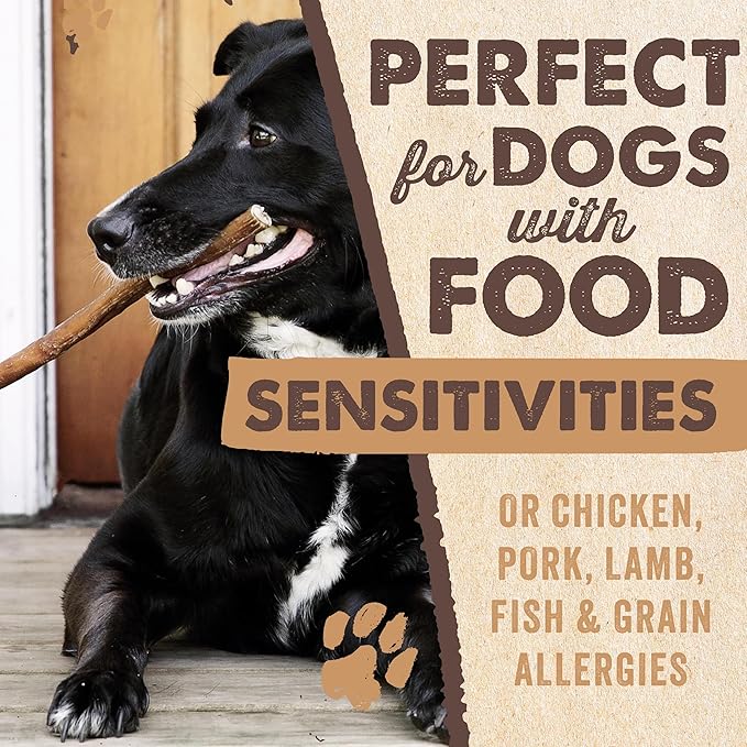 Mighty Paw Naturals Bully Sticks for Small & Medium Dogs - Grass Fed Beef Chews. Bully Sticks for Large Dogs. Lower Odor Stick Treat. Single Ingredient (12" - 10 Pack)