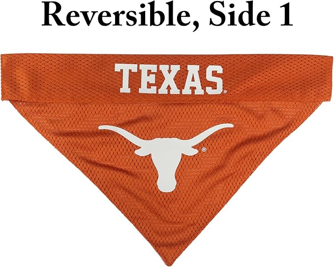 Pets First Collegiate Pet Accessories, Reversible Bandana, Texas Longhorns, Small/Medium
