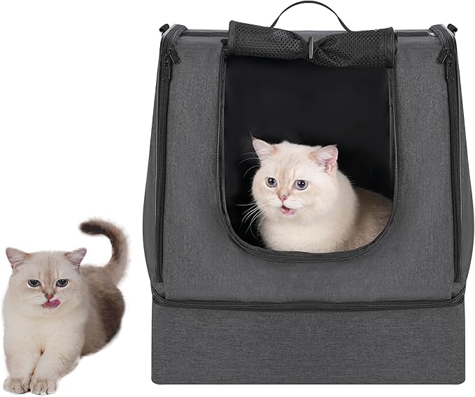 apollo walker Portable Cat Travel Litter Box with Zipped Waterproof Bag,No Collapse with Hard Base Insert at Bottom, No Leakage, No Smell, Easy to Carry, Easy to Use in Hotels, Car Black