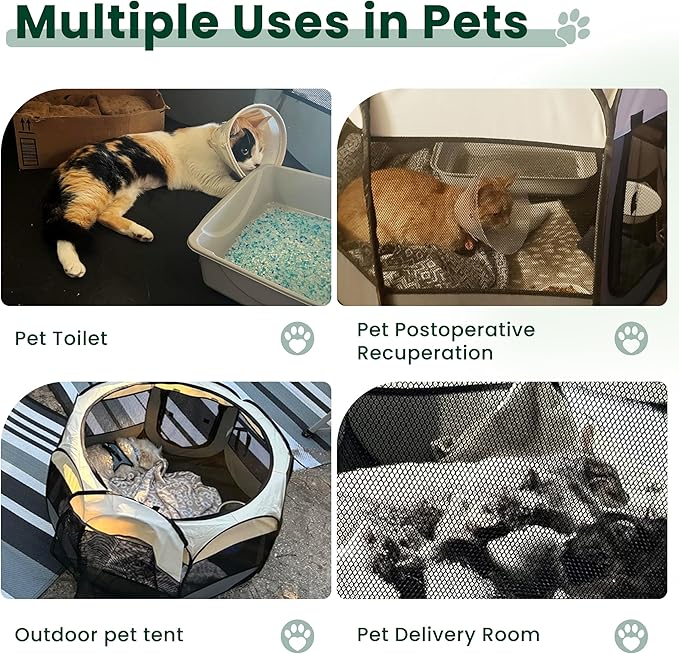 Love's cabin Pet Puppy Dog Playpen, Medium Dog Tent Crates Cage Indoor/Outdoor, Portable Playpen for Cat, Foldable Pop Up Dog Kennel Playpen with Carring Case, Removable Zipper Top, Brown