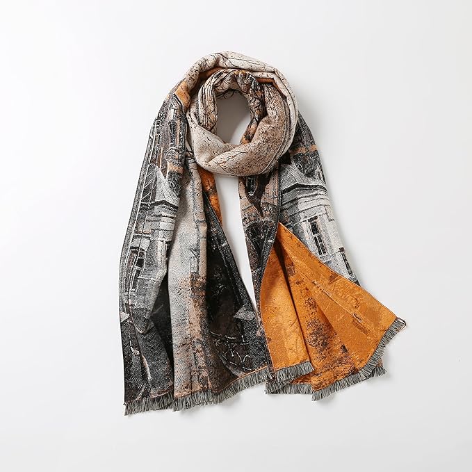 Jeelow Womens Pashmina Shawl Wrap Scarf - Elegant Dressy Evening Poncho Cape for Formal and Wedding Outfits