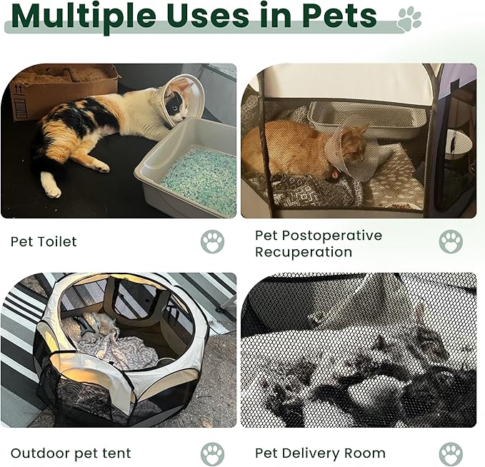 Love's cabin Pet Puppy Dog Playpen, Medium Dog Tent Crates Cage Indoor/Outdoor, Portable Playpen for Cat, Foldable Pop Up Dog Kennel Playpen with Carring Case, Removable Zipper Top, Green