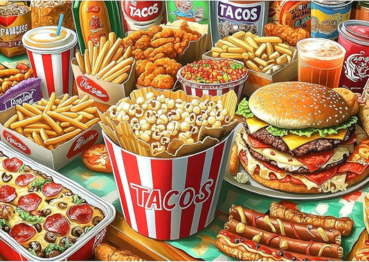 1000 Piece Puzzles for Adults, Super Delicious Tacos Food Burger & Fries Puzzle for Adults, Challenge Art Clearance Jigsaw Puzzles, for Gifts Birthday Party Game Family, 27.5 * 19.7 Inch Dust Free