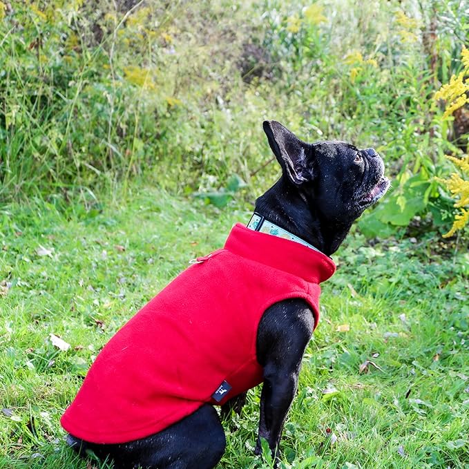 JACKO & CO - Fleece Vest Dog Sweater with Leash Ring - Soft, Warm & Lightweight Pullover Coat for Small & Medium Dogs, Puppies & Cats - Cozy Fall/Winter/Spring Pet Jacket (Red, Small 4-6lbs)