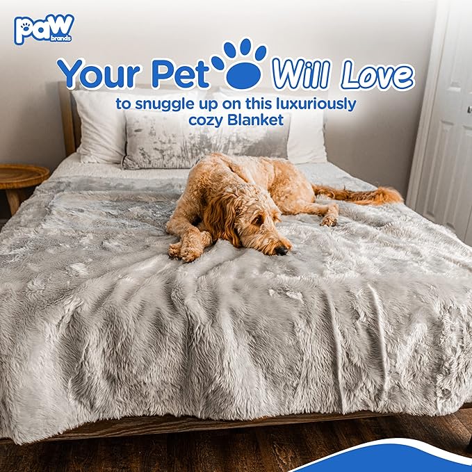 PupProtector Waterproof Throw Blanket for Dogs and Cats, Pet Blanket Cover for Couches, Sofas, Beds, Car Seats, Furniture, Calming Soft Faux Fur, Grey, Original (60" L x 50" W)