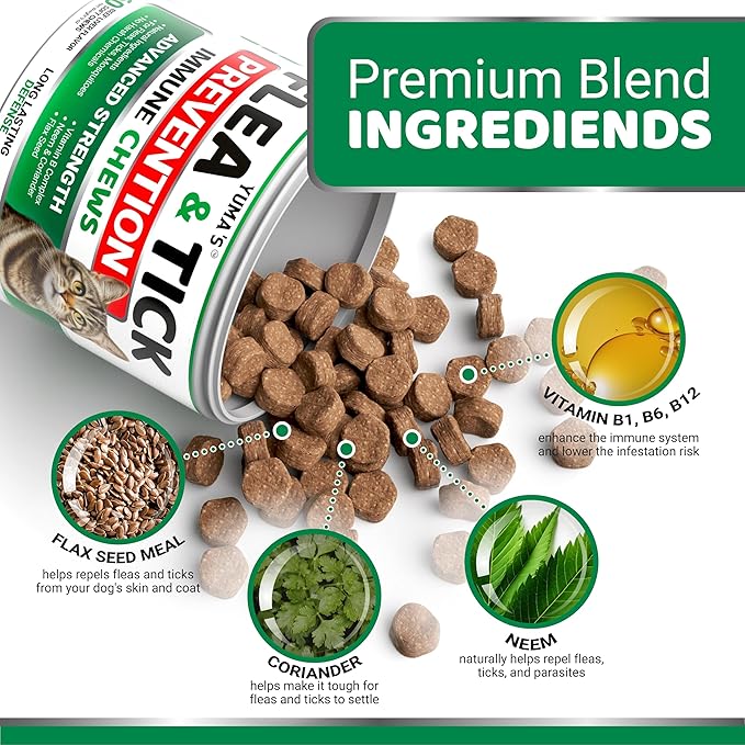 Flea Treatment for Cats - Flea and Tick Prevention for Cats - 160 Soft Treats - Natural Oral Supplement Pills for Kittens - All Breeds & Ages - Made in USA