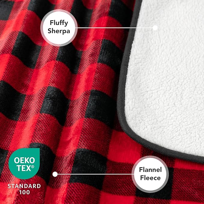 PetAmi Waterproof Dog Blanket Sherpa Fleece, Pet for Small Medium Dogs, Reversible Large Cat Throw Bed Couch Sofa Furniture Protector, Soft Plush Microfiber (Small 24x32, Check Red) Checkered Red