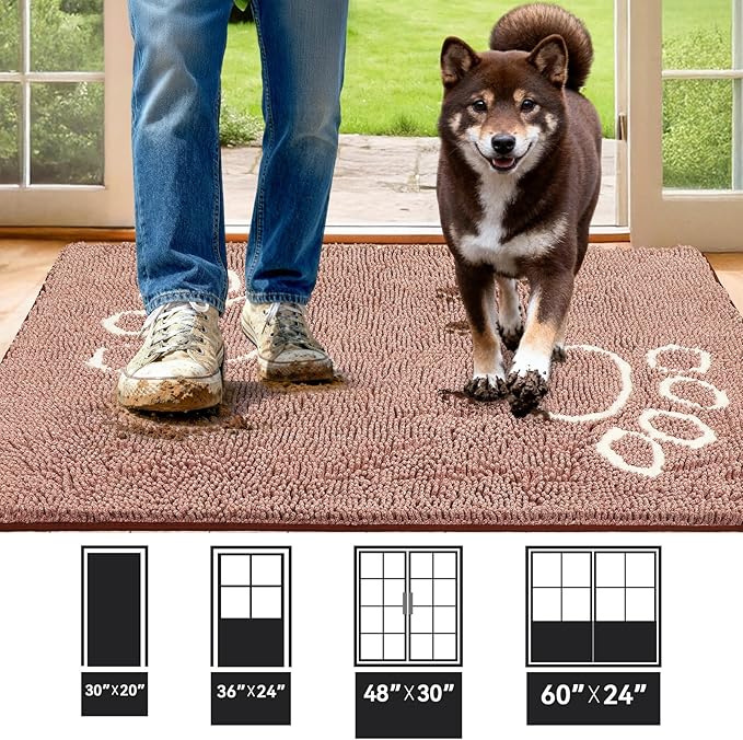 Super Absorbent Dog Door Mat, 48"*30“ Anti Slip Mat for Muddy Paws, Pet Rugs for Dirty Paws Washable That Absorbs Moisture and Dirt, for Dog Cage and Pet Resting Carpet