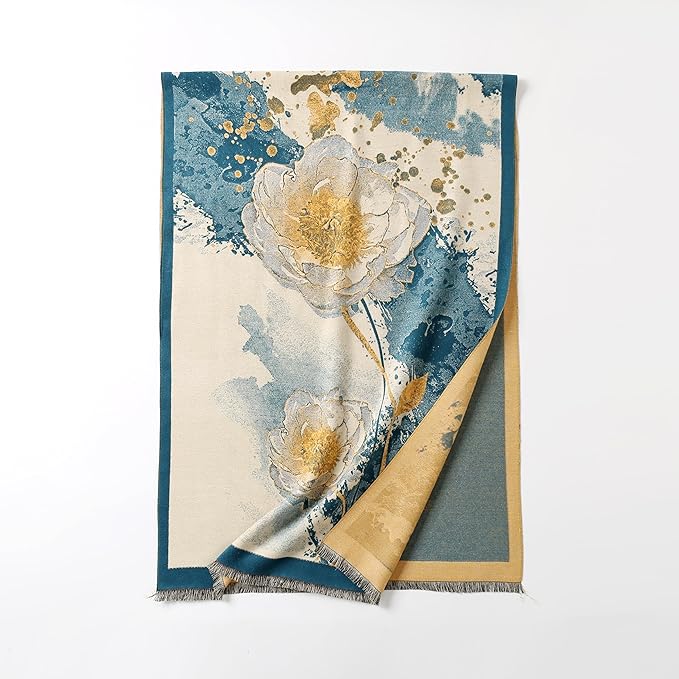 Jeelow Womens Pashmina Shawl Wrap Scarf - Elegant Dressy Evening Poncho Cape for Formal and Wedding Outfits