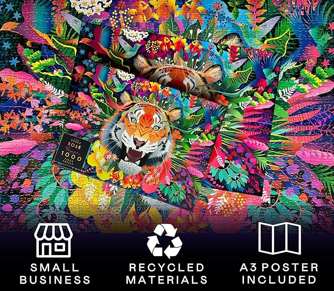 Elena Essex Jigsaw Puzzles 1000 Pieces - Roar Power, Puzzles for Adults 1000 Pieces, 1000 Piece Puzzle, Cool Animal Tiger cat Puzzle, Size 20x28 inches