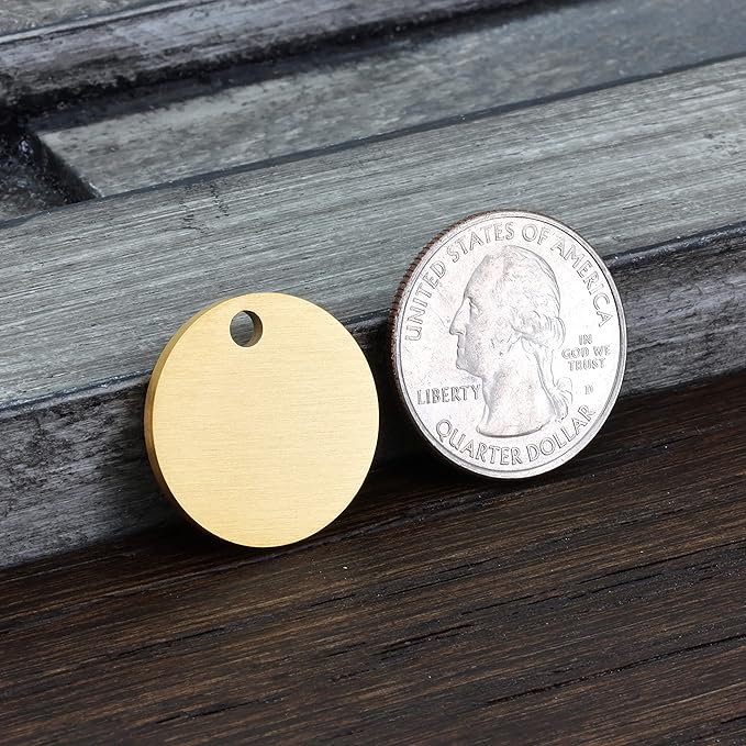 Ultra Joys Cat ID Tag Personalized Pet Tags, Durable Stainless Steel Small Pet Mini Dog Cat Tag Lightweight -Round Tag in Gold