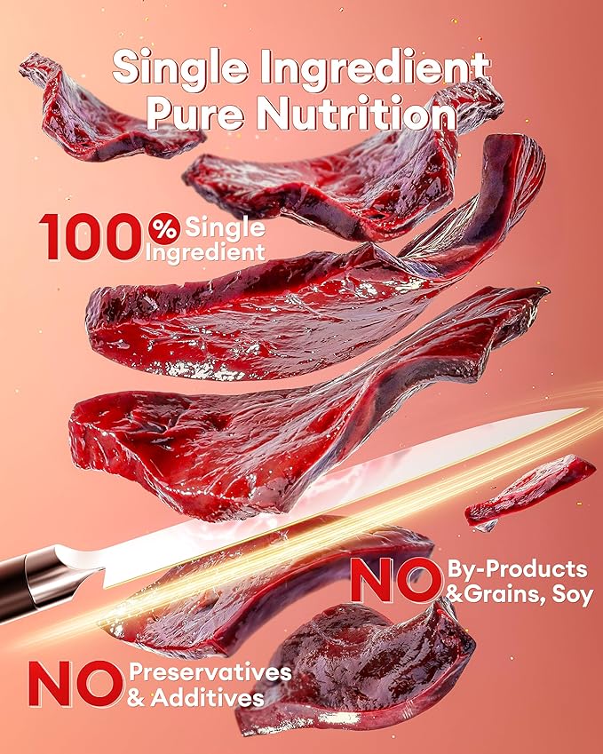 Freeze-Dried Beef Liver Treats for Dogs & Cats, Single Ingredient, High-Protein, Grain-Free Natural Pet Snack, Resealable Tub, Ideal for Training or Meal Topper, 3.53oz