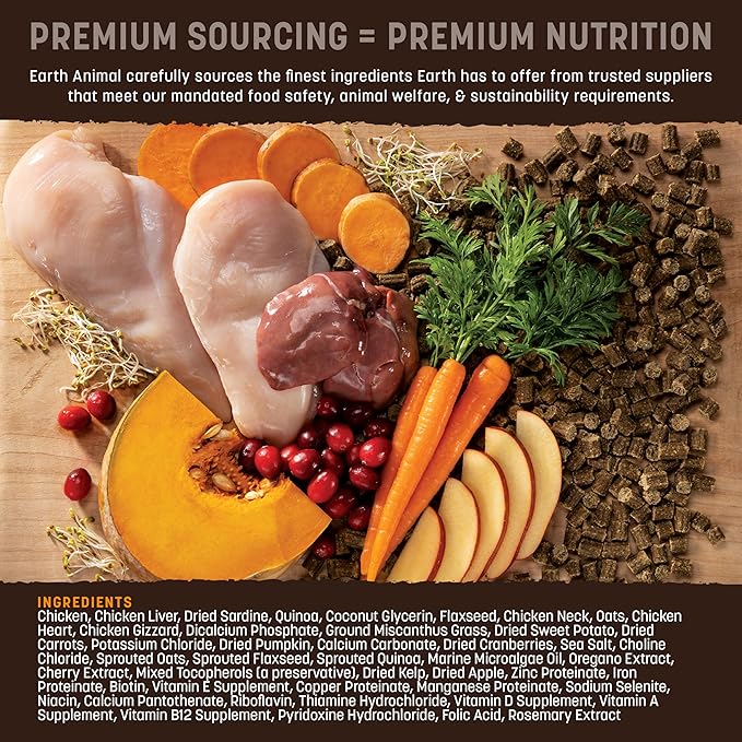 Earth Animal Wisdom Air Dried Dog Food - Chicken Recipe Premium Natural Dry Dog Food for All Breeds & Ages - 8 Lbs Bag