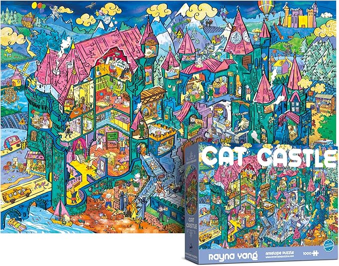 Antelope 2 in 1 1000 Piece Puzzle Bundle - Catndyland - 1000 Piece Jigsaw Puzzle with Cat Castle