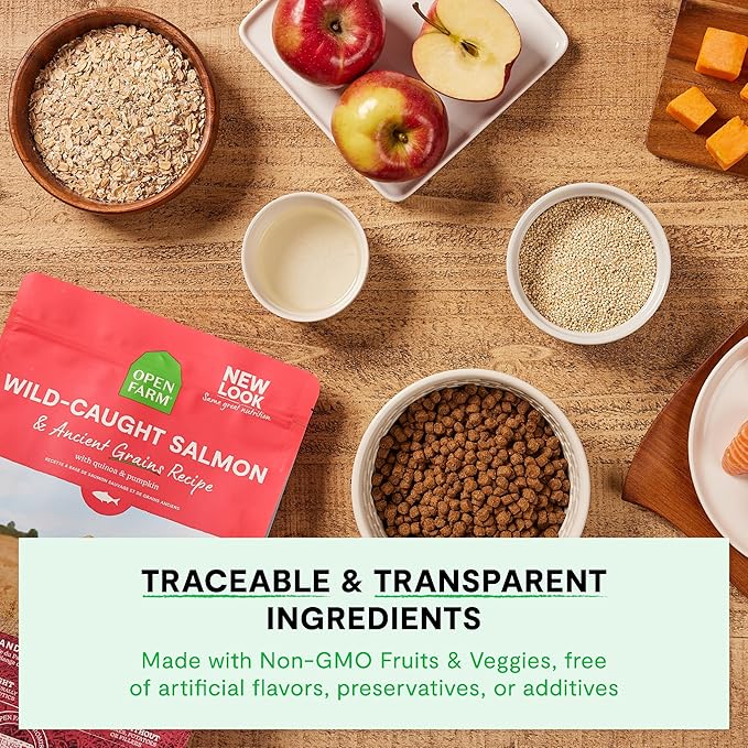 Open Farm, Ancient Grains Dry Dog Food, Protein-Rich & Nutrient Dense, 90% Animal Protein Mixed with Non-GMO Fruits, Veggies and Superfoods, Homestead Turkey Recipe, 11lb Bag