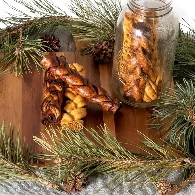 Pet Factory 100% Made in USA Beefhide 7" Braided Sticks Dog Chew Treats - Beef & Chicken Flavor, 6 Count/1 Pack