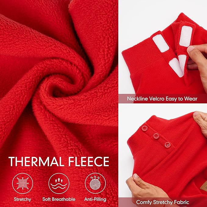 cyeollo Dog Pajamas Fleece Dog Pjs Thermal Puppy Onesie Stretchy Jumpsuits Doggie Warm Coat Outfits for Pet Cat Apparel Color Red