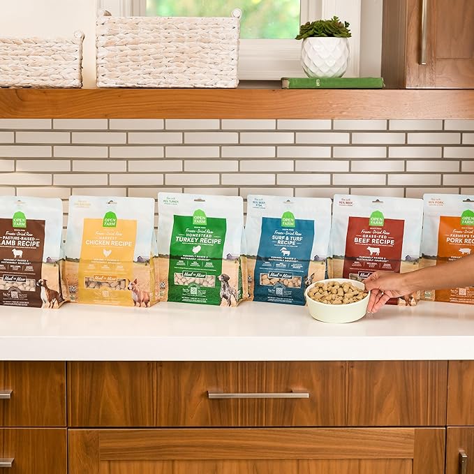 Open Farm, Freeze Dried Raw Dog Food, Morsels with 95% Meat, Organs & Bone, Organic Produce & Superfoods, Complete Meal or Freeze Dried Dog Food Topper, Pork Recipe, 22oz Bag