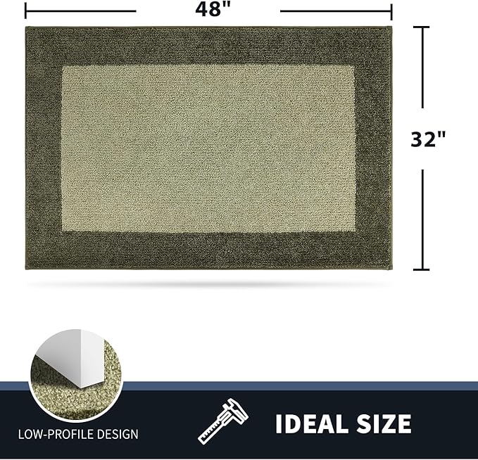 PURRUGS Dirt Trapping Door Mat 32" x 48", Non-Slip/Skid Machine Washable Entryway Rug, Shoes Scraper, Throw Rug, Super Absorbent Area Rug for Muddy Wet Shoes and Paws, Budding Green & Sage Green