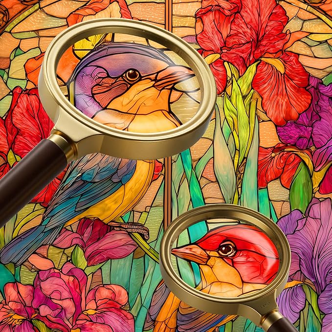 Stained Glass Flora & Fauna Jigsaw Puzzles 1000 Pieces for Adults -Challenging Glass Mosaic Art, Premium Matte Finish, 27.56 x 19.68 Inches, Perfect for Game Nights