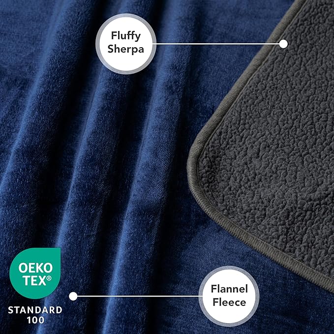 PetAmi Waterproof Dog Blanket for Extra Large Dogs, Pee Proof for Bed Couch, Reversible Soft Dog Crate Cover Washable, Queen 90x90 Navy/Gray