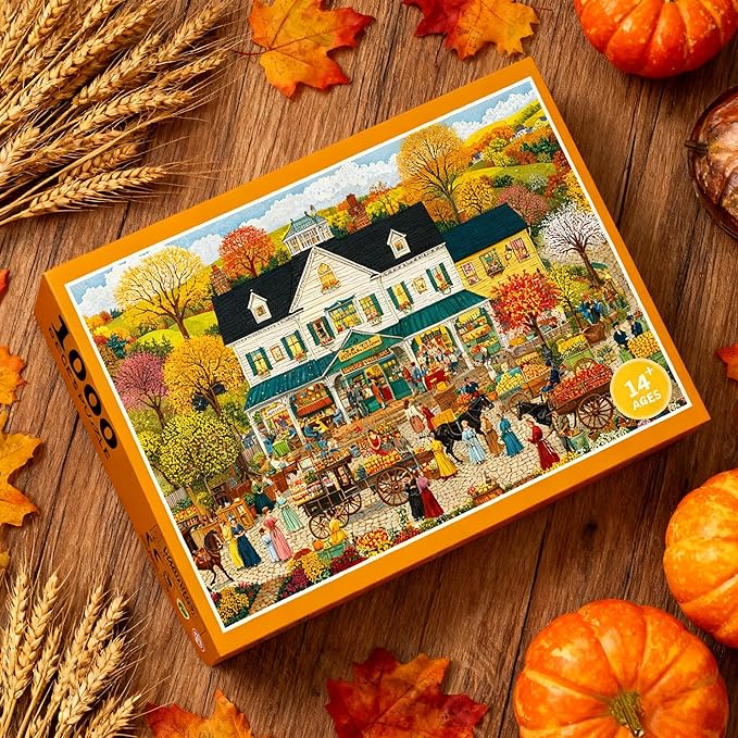 General Store Jigsaw Puzzles 1000 Pieces for Adults -Challenging Country Store Harvest Art, Premium Matte Finish, 27.56 x 19.68 Inches, Perfect for Game Nights