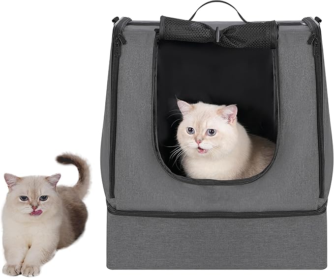 apollo walker Portable Cat Travel Litter Box with Zipped Waterproof Bag,No Collapse with Hard Base Insert at Bottom, No Leakage, No Smell, Easy to Carry, Easy to Use in Hotels