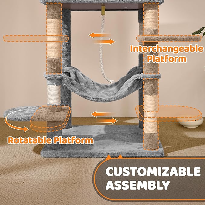 Yaheetech 59 inches Multi-Level Cat Tree Tower Condo Furniture w/Scratching Posts, Stand House Activity Center for Indoor Cats, Kitten, Pet