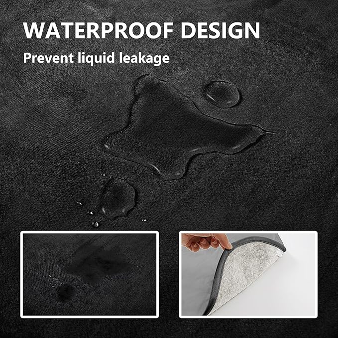 Waterproof Dog Blankets, Washable Pee Proof Pet Blanket for Couch, Soft Reversible Puppy Throw Furniture Protector Cover for Bed Sofa-68"x82",Black+Lightgrey