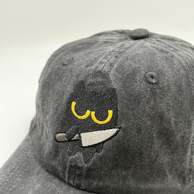 Black Cat Hat,Ragdoll Cat Embroidered Adjustable Cotton Baseball Cap for Men Women,Gifts for Cat Lovers