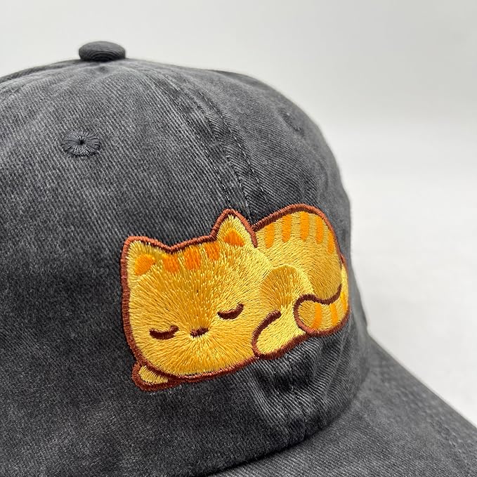 Black Cat Hat,Ragdoll Cat Embroidered Adjustable Cotton Baseball Cap for Men Women,Gifts for Cat Lovers