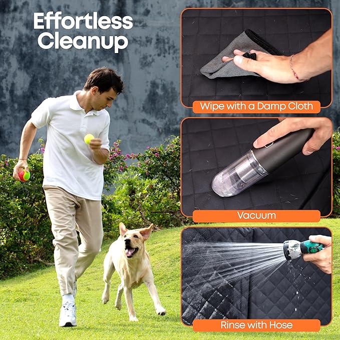 ASHLEY MADDEN Heavy Duty Dog Seat Cover for Trucks - Hard Bottom Back Seat Extender – 100% Waterproof, Nonslip Hammock with Mesh Window & Storage – Fits Cars, SUVs & Trucks