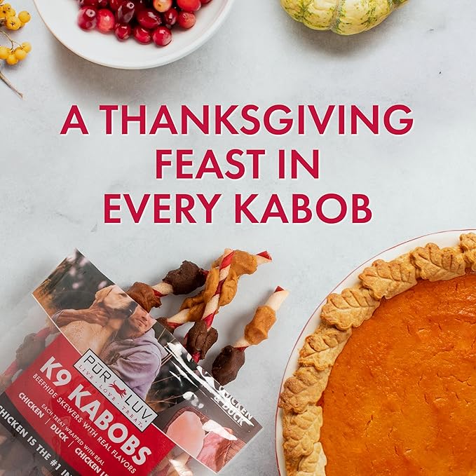 Pur Luv Dog Treats, K9 Kabobs Made with Real Chicken, Duck, and Sweet Potato, 12 Ounces, Dog Snacks, Healthy, Easily Digestible, Long-Lasting, High Protein Treat, Satisfies Urge to Chew
