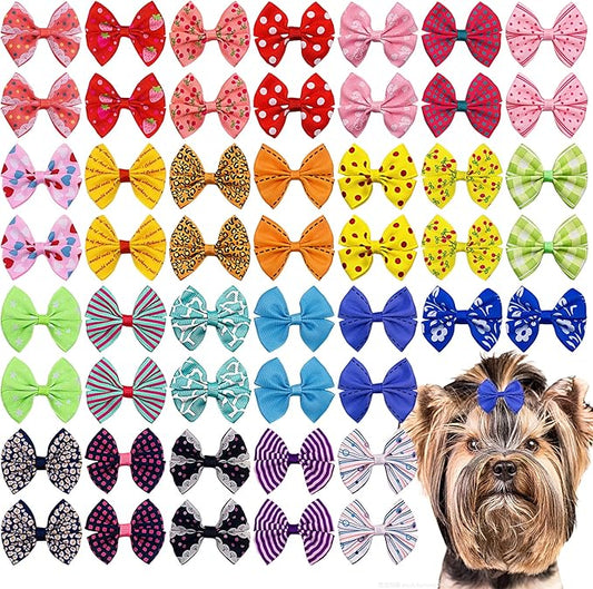 PET SHOW 20pairs Big Bowknot Dogs Hair Bow Clips with French Barrette Clip for Small Medium Large Dogs Puppies Cats Topknot Grooming Hair Accessories